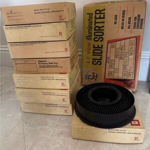 Kodak Black Rotary Slide Tray with E-Z View Slide Sorter & 8 boxes of 80 trays